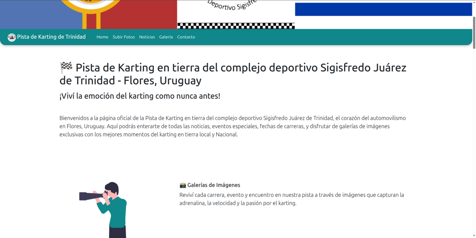 Captura de pantalla del sitio web de Pista de Karting Trinidad