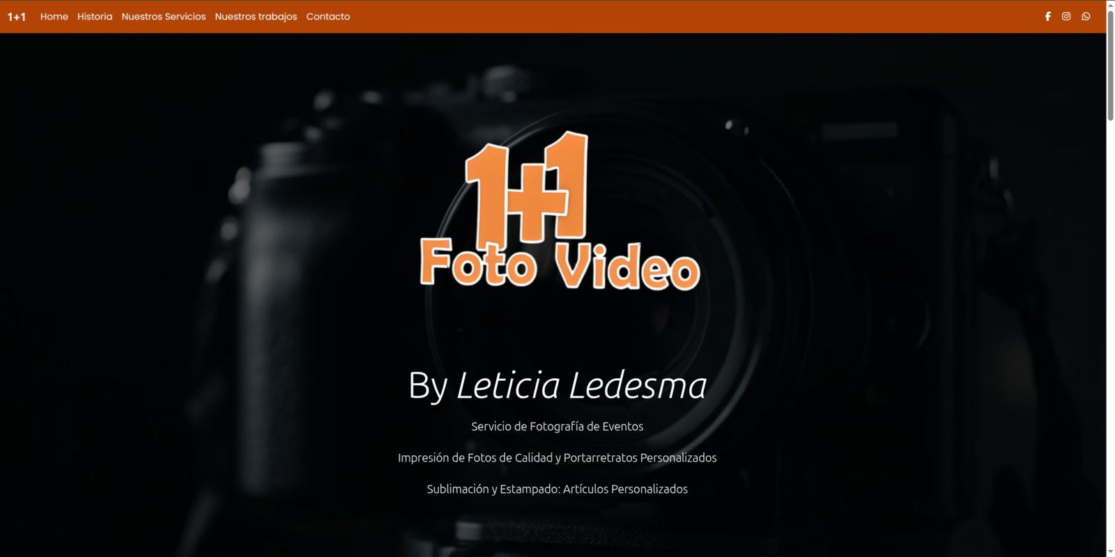 Captura de pantalla del sitio web de 1+1 Fotografía